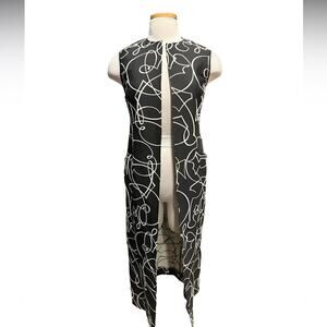Zero + Maria Cornejo long vest in a black and white abstract print Size 4 NWT